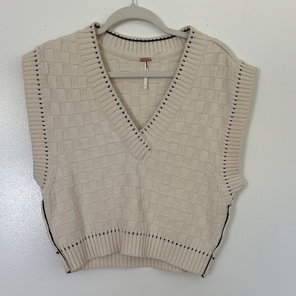 Free People Gambit Ivory Sweater Vest Small